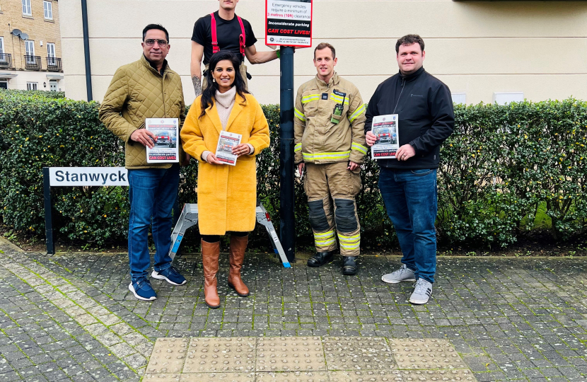 Shazna with James, Manish and the fire service team 