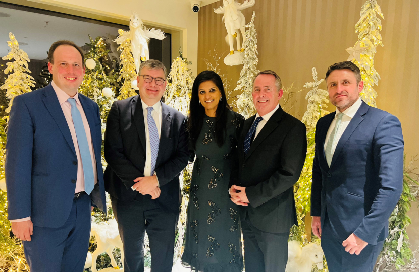 Shazna with our guest speaker Dr Liam Fox MP along with Greg Smith MP, Ben Everitt MP and Iain Stewart MP