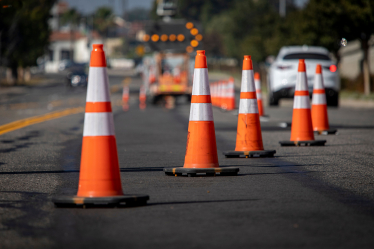 Traffic cones on the road